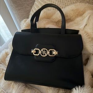 Guess Black Satchel with Silver Accents